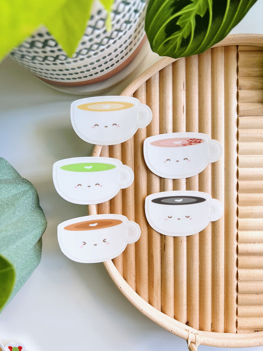 Latte Cups (Clear Vinyl Stickers)